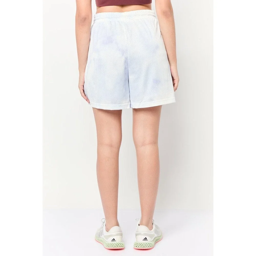 Nike Womens Abstract Cloud Tie Dye Mesh Athletic Shorts Purple White Small